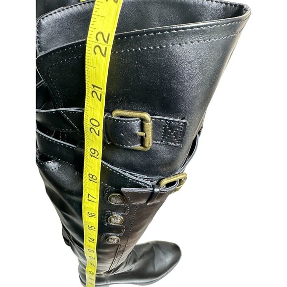 Libby Edelman Over The Knee Black Riding Boot Size 8 Tall Zip Equestrian Style - Picture 7 of 14